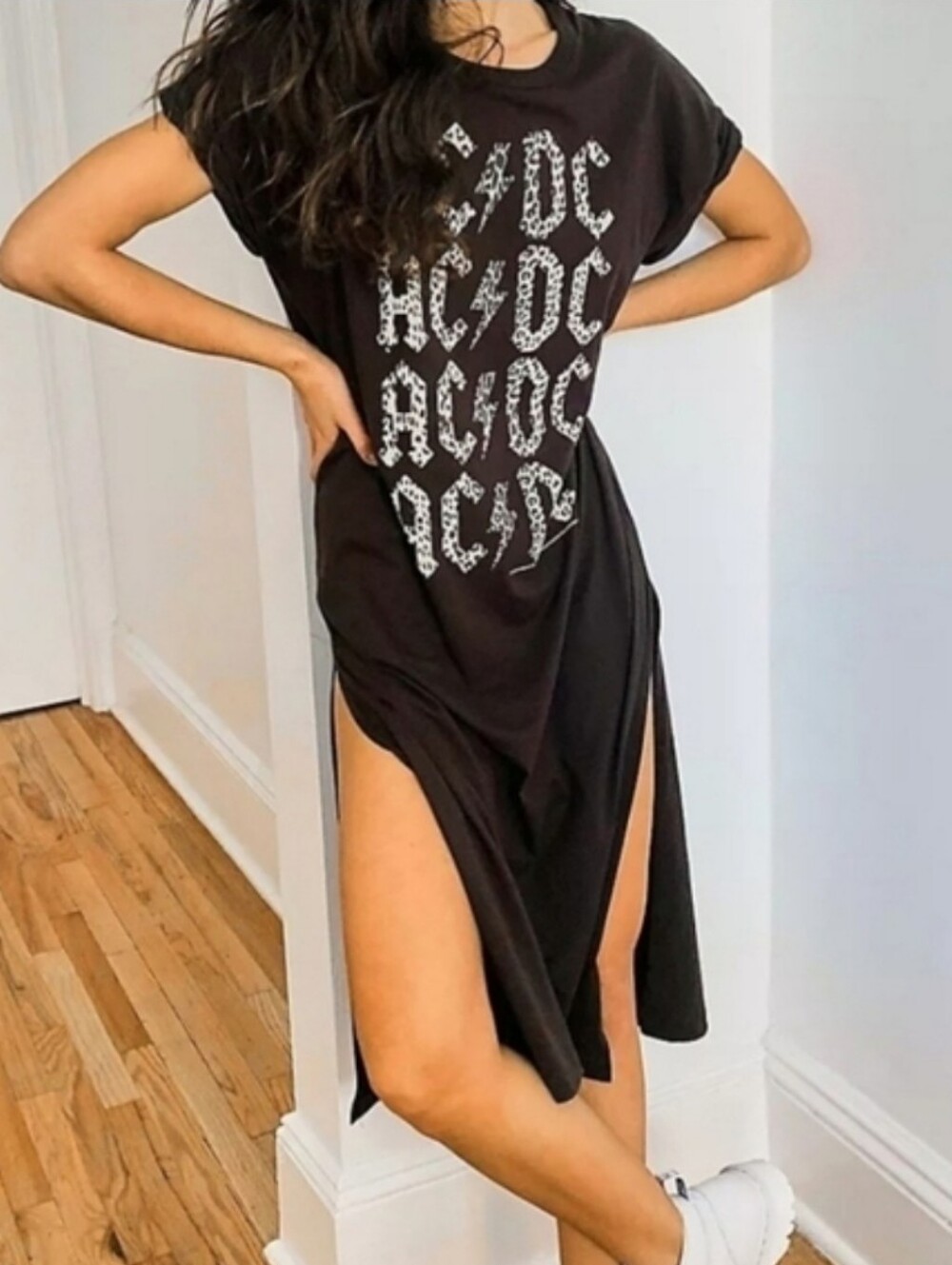 Free People Chaser Gray ACDC T-Shirt Dress XL